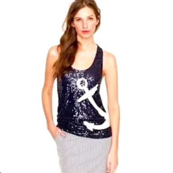 J. CREW . Sequin Anchor Tank - Picture 2 of 3